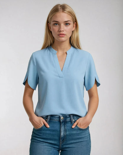 Blouse V-hals Polyester & Spandex – Sandra