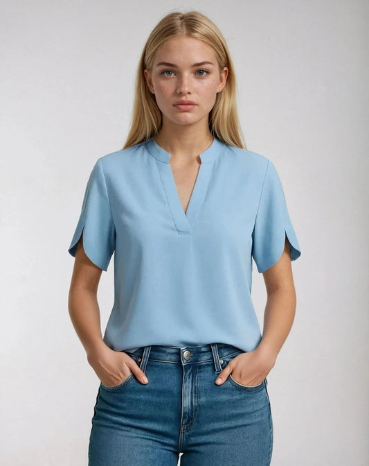 Blouse V-hals Polyester & Spandex – Sandra