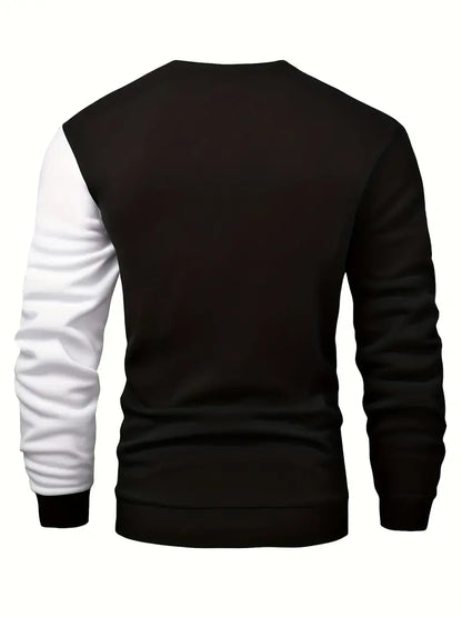 Pullover Casual Kleurblok Design Zachte Stof – Machiel