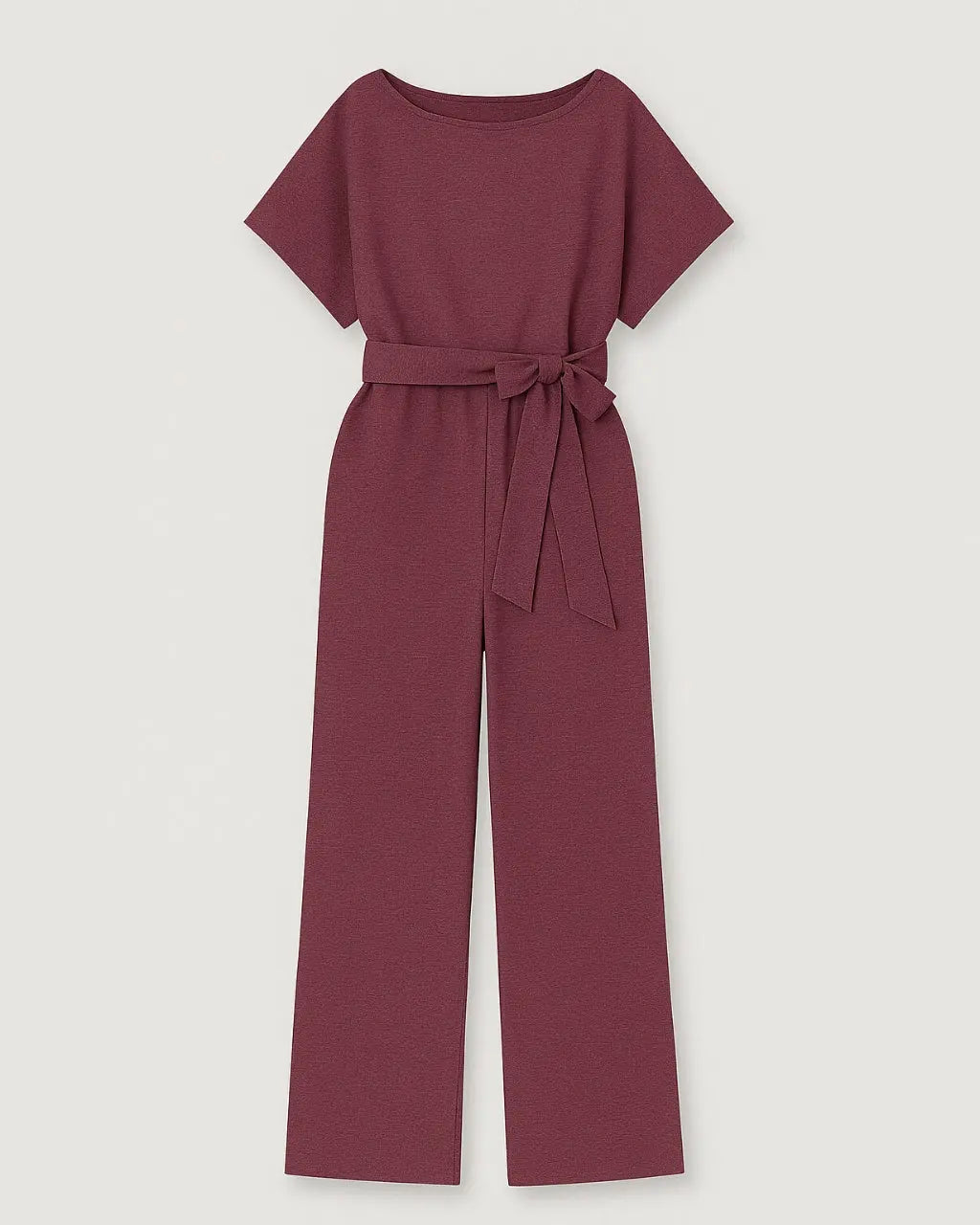 Jumpsuit Polyester Ronde Hals Met Tailleaccent – Pearlin