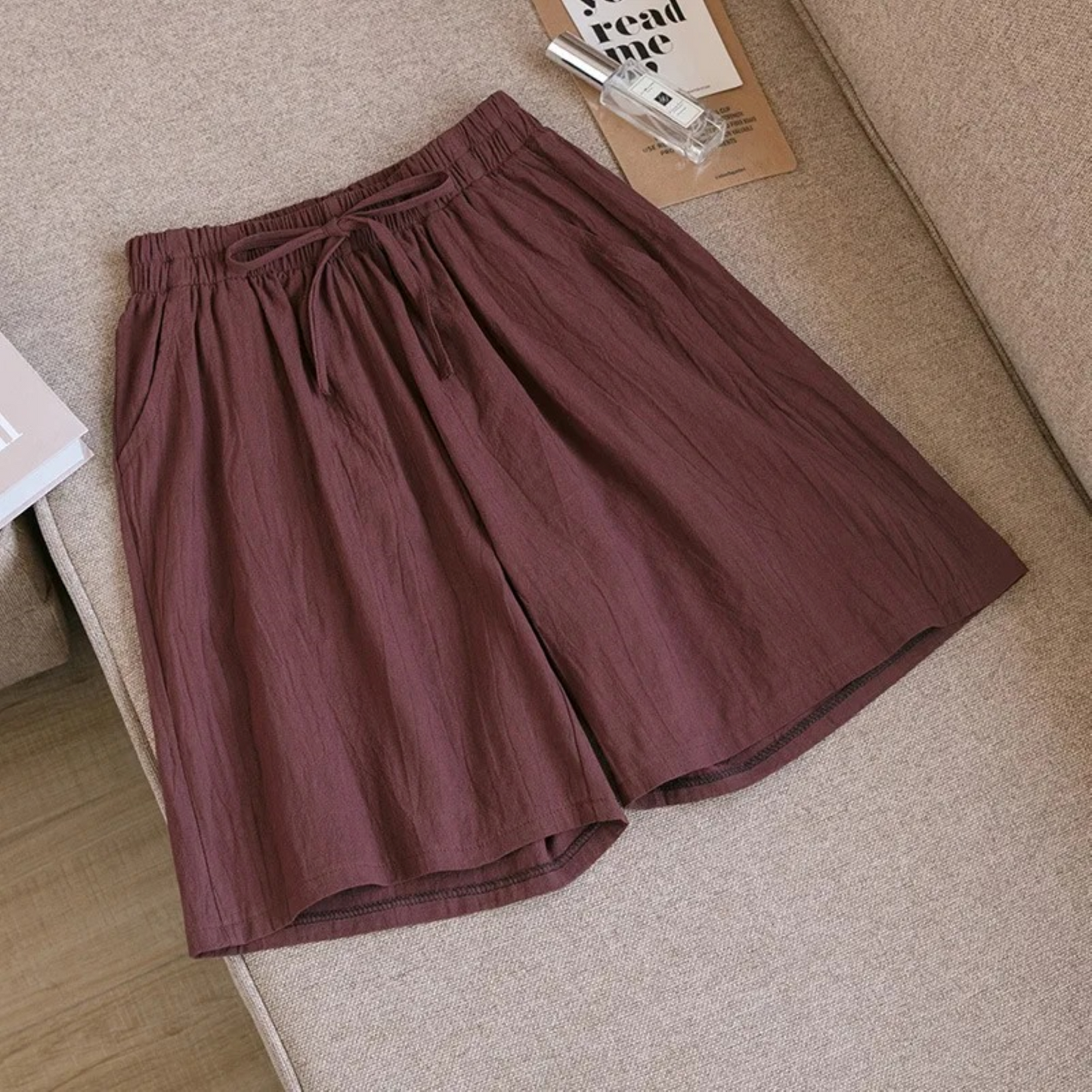 Shorts Ademend Katoen Linnen Loose-Fit – Eloiza