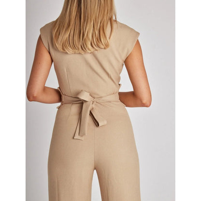 Jumpsuit met wijde pijpen tailleband zonder mouwen lange broek - Annemarie