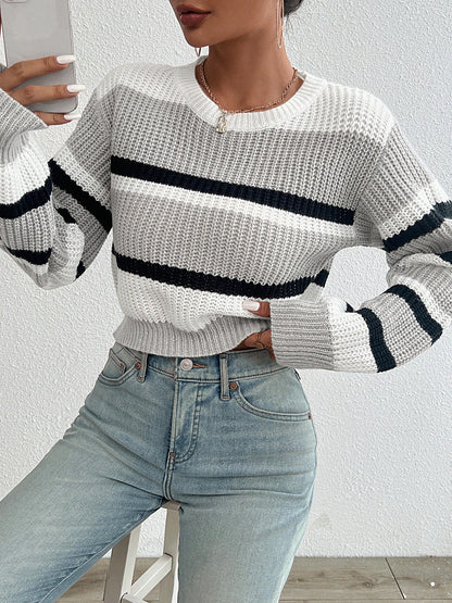 gebreide sweater strepen cropped - Selene