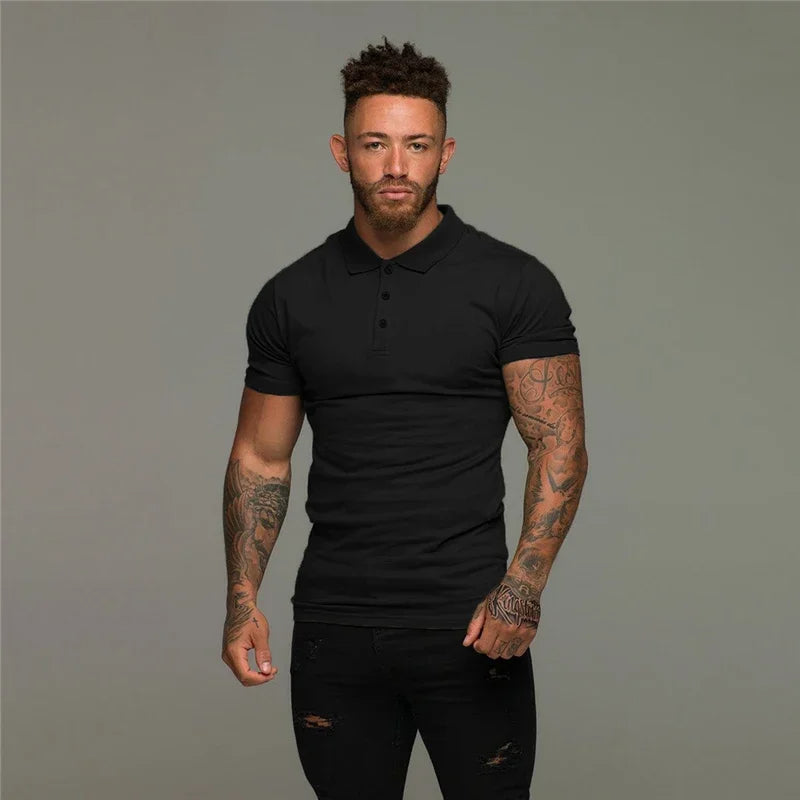 muscle fit polo effen - Tom