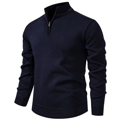 Heren Gebreide Trui Met Halve Rits Slim Fit - Griffin