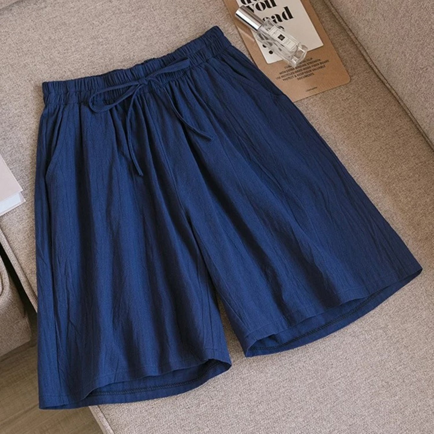 Shorts Ademend Katoen Linnen Loose-Fit – Eloiza