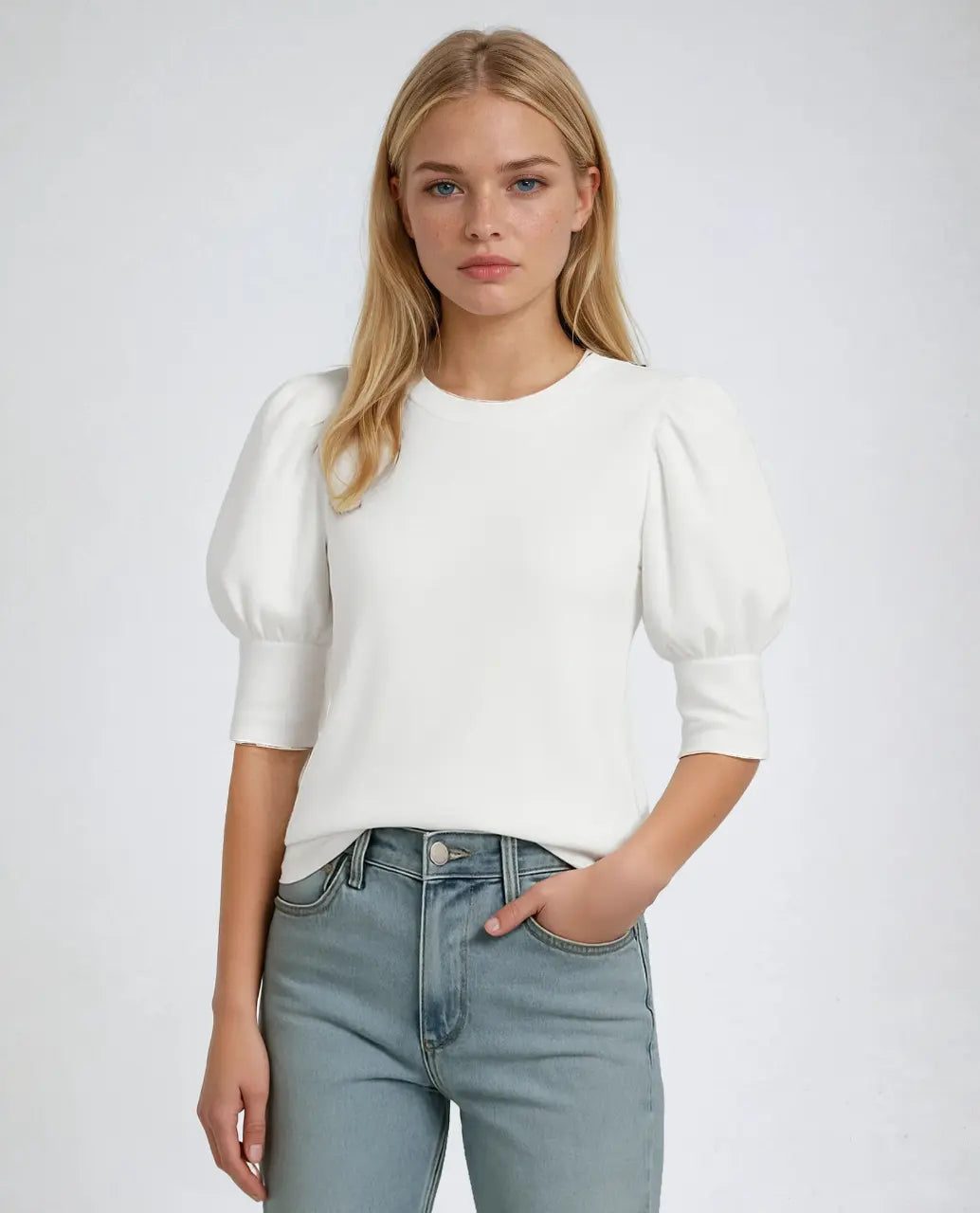 Blouse Casual Polyester Driekwart Pofmouwen – Kyliene