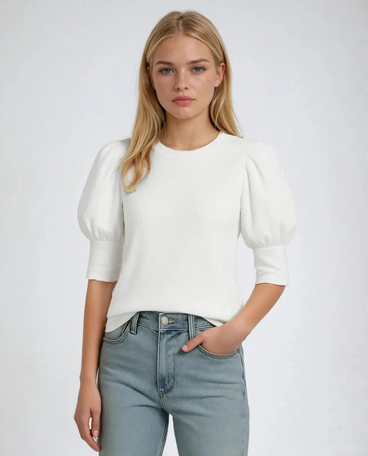 Blouse Casual Polyester Driekwart Pofmouwen – Kyliene