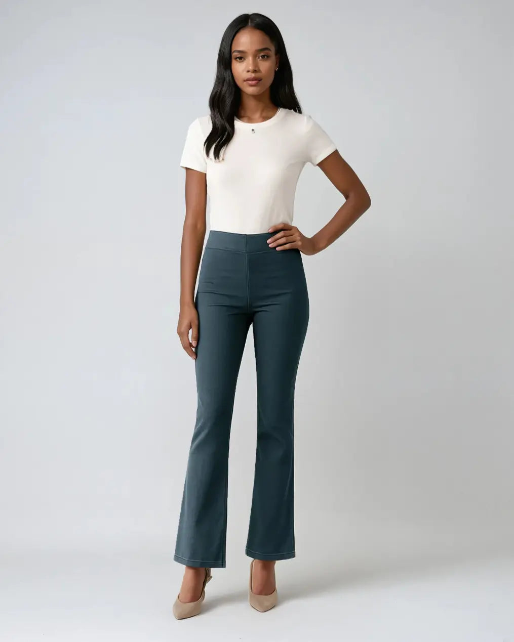 Flared Broek Hoge Taille Comfortabel Polyester – Michelle