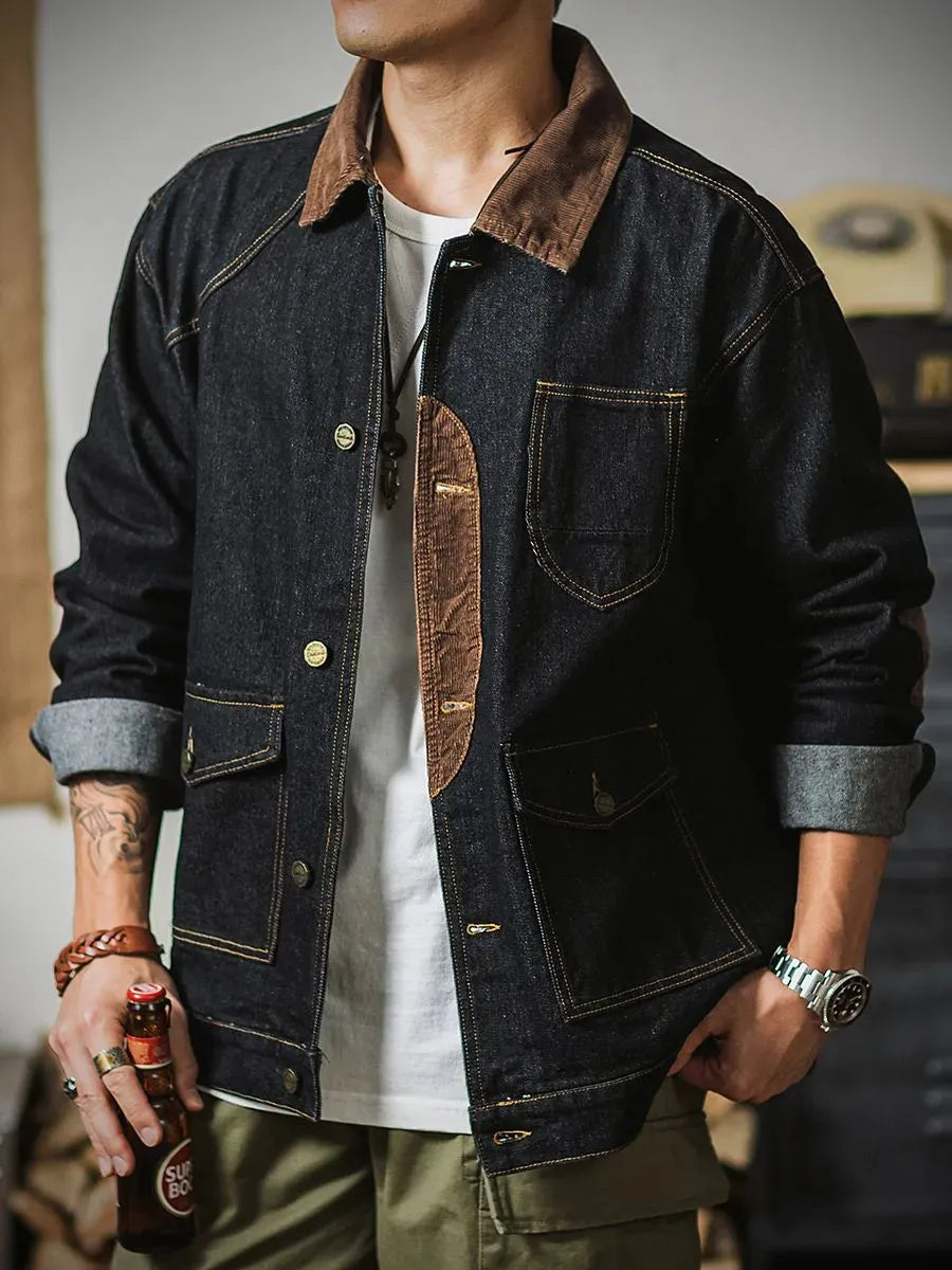 Denim cargo jack cowboy zakken lange mouwen - Grady