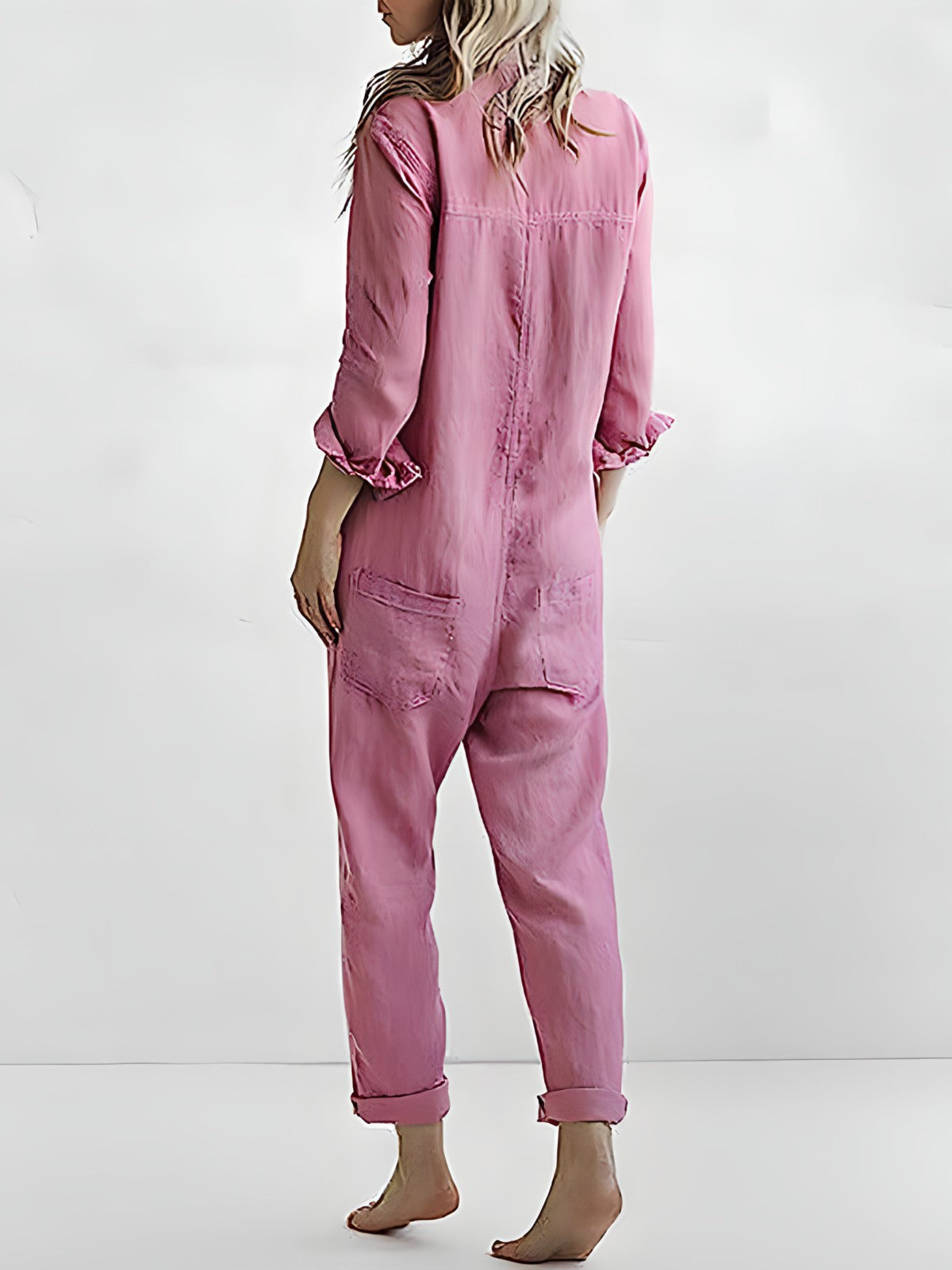 jumpsuit lange mouwen los knopen cargo dames - Kaya