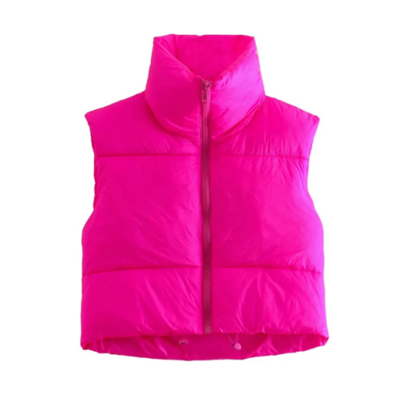 Cropped gewatteerde bodywarmer dames - Violet