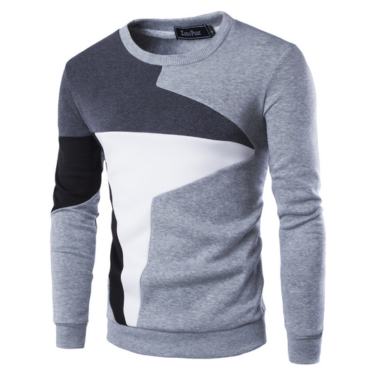 Pullover Casual Kleurblok Design Zachte Stof – Machiel