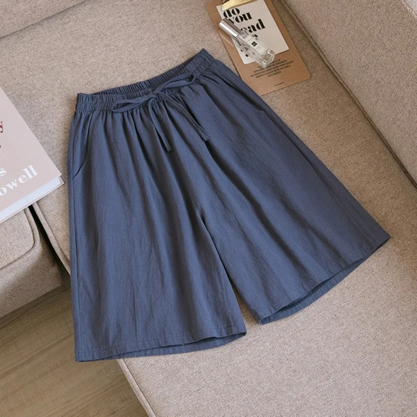 Shorts Ademend Katoen Linnen Loose-Fit – Eloiza