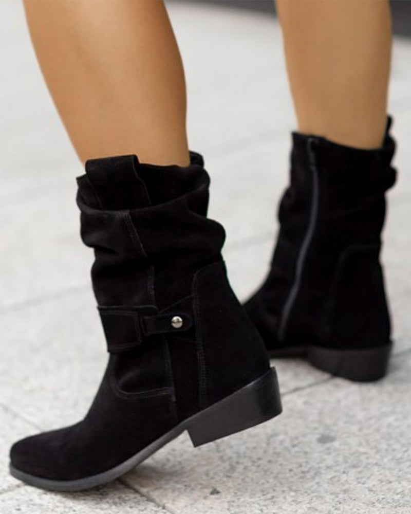 Suede Laarsjes Lage Hak Elegant Design – Johanna