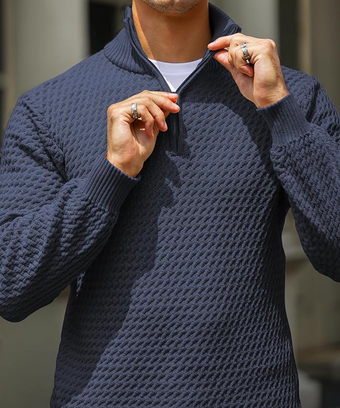 Trui met Rits Textuur Casual Stijlvol – Rinus