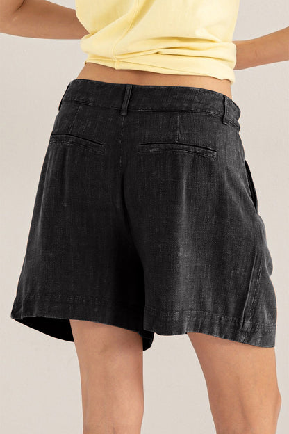 Plissé Shorts Hoge Taille Met Ceintuurlussen – Ericka