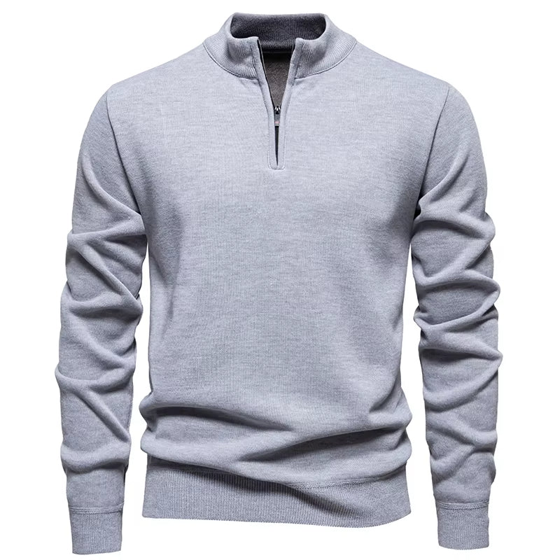 Heren Gebreide Trui Met Halve Rits Slim Fit - Griffin