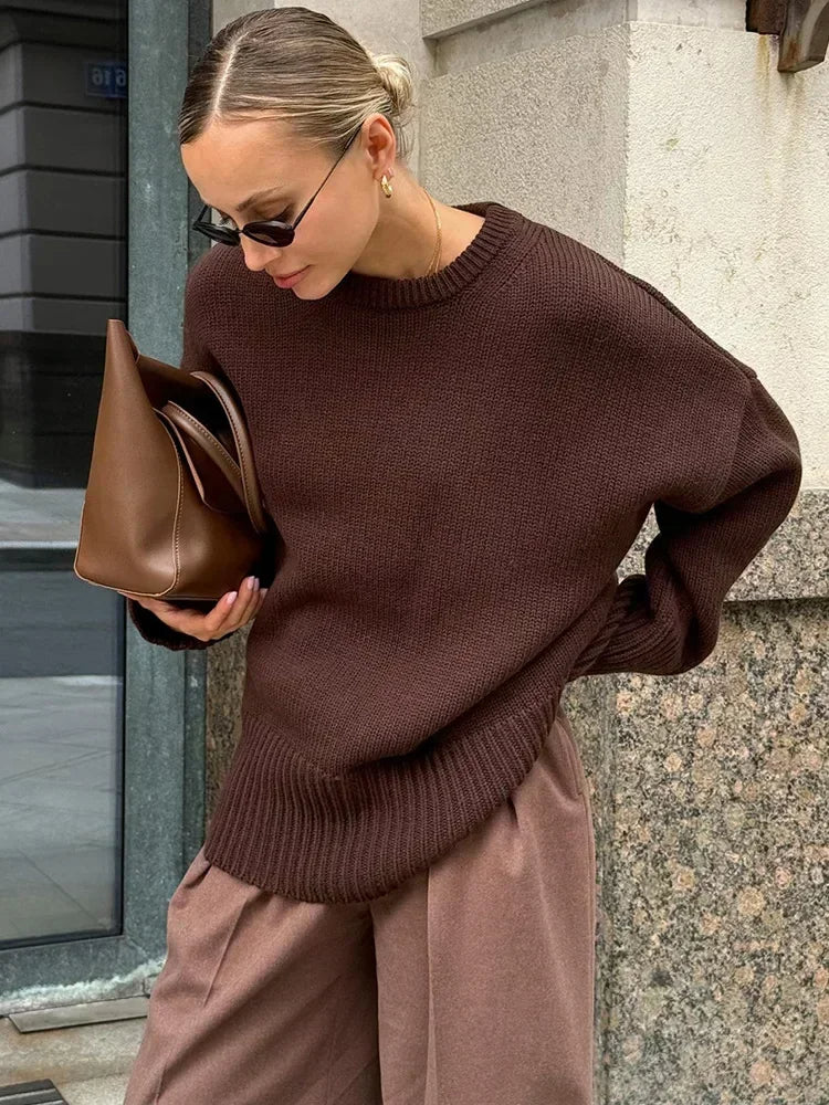 sweater streetwear oversized effen winter dames - Kaia