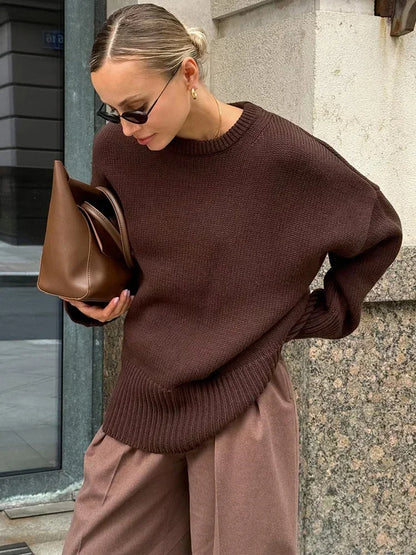 sweater streetwear oversized effen winter dames - Kaia