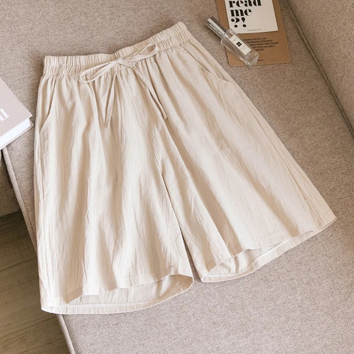 Shorts Ademend Katoen Linnen Loose-Fit – Eloiza