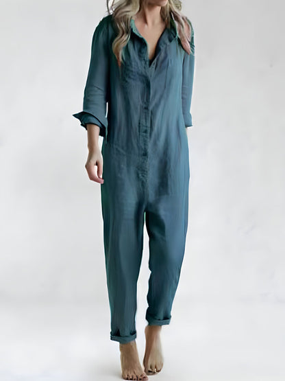 jumpsuit lange mouwen los knopen cargo dames - Kaya