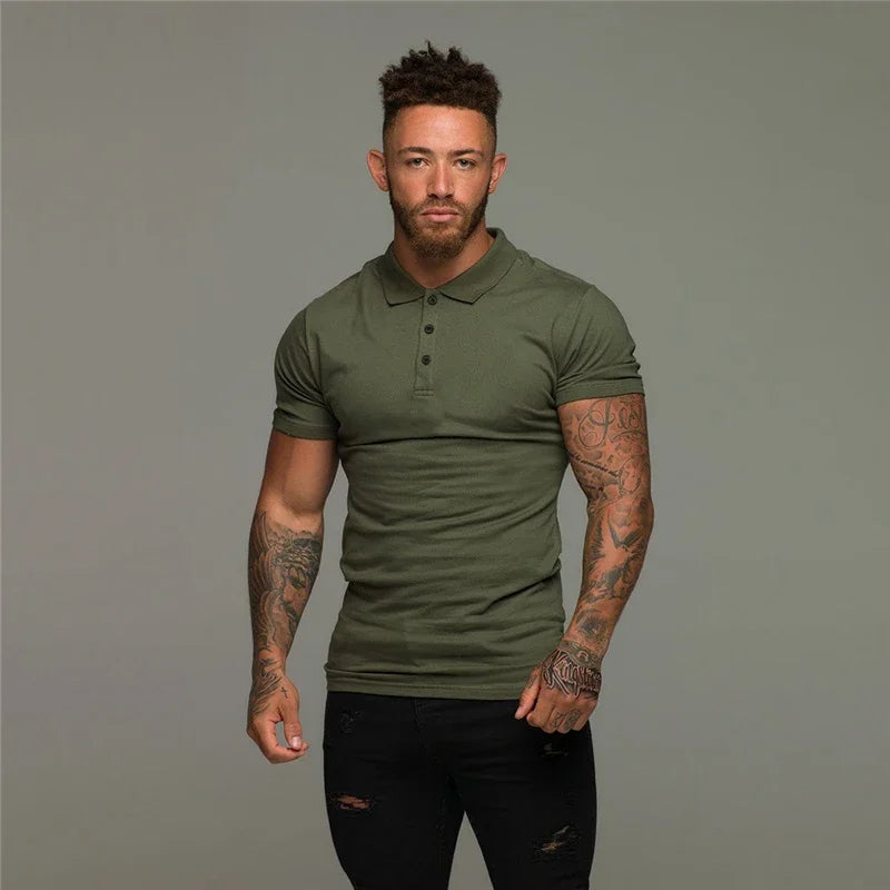 muscle fit polo effen - Tom