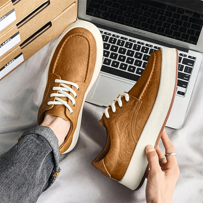 Casual klassieke leren sneakers laag dikke zool - Axel