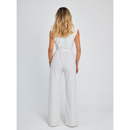 Jumpsuit met wijde pijpen tailleband zonder mouwen lange broek - Annemarie