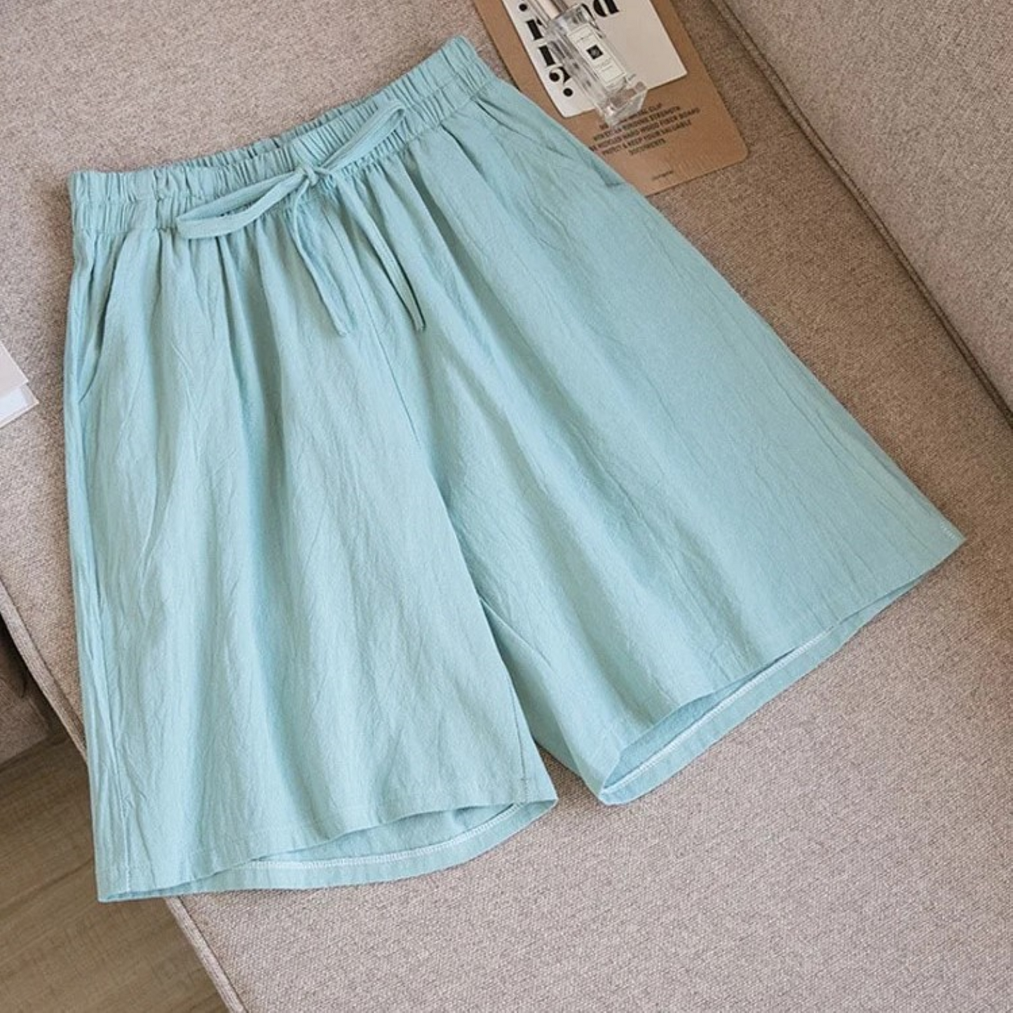 Shorts Ademend Katoen Linnen Loose-Fit – Eloiza