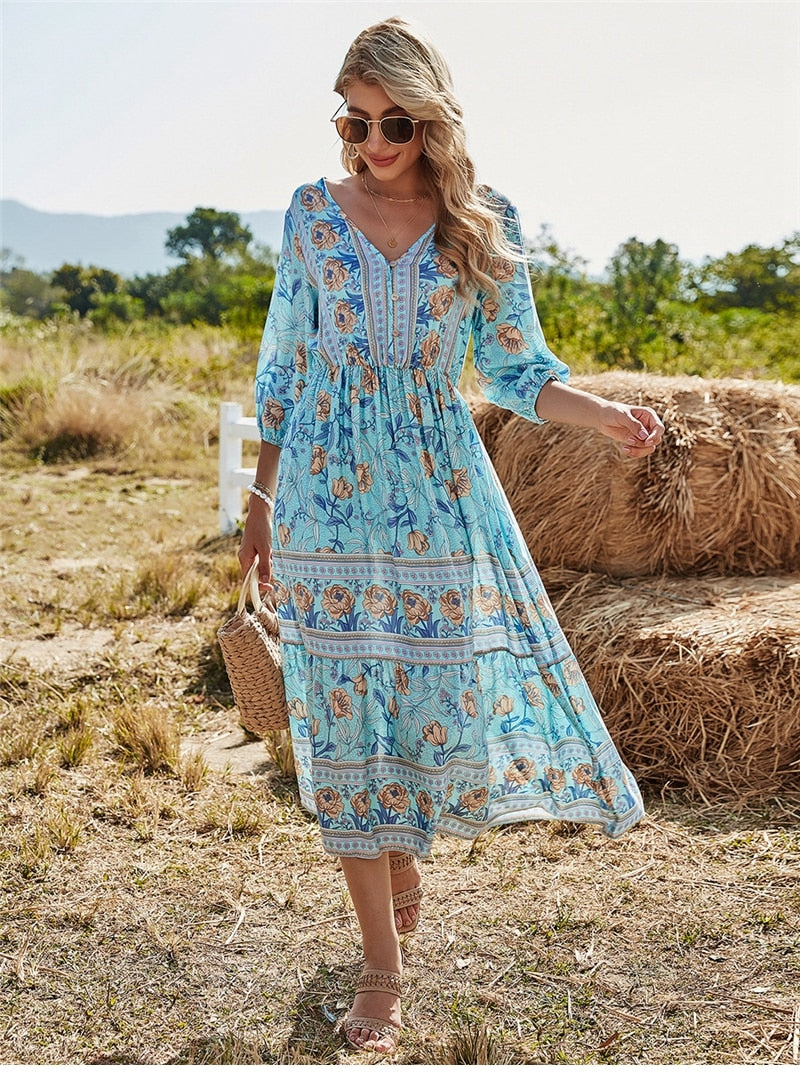 Jurk Bloemenprint Elegante Pasvorm – Xandra