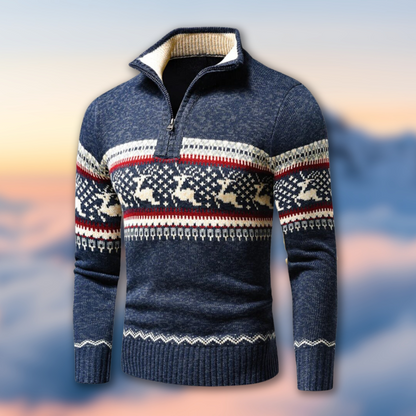 Warme kersttrui patronen half zip - Rudolph