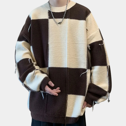 Oversized Trui Gebreid Ruitpatroon – Sylvester