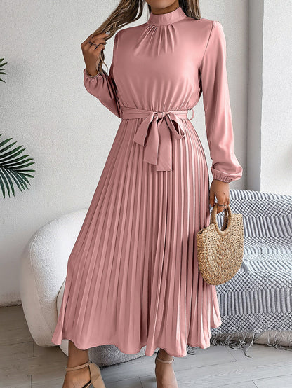 Damesjurk Elegante Opstaande Kraag & Geplooide Rok – Aleida