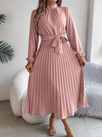 Damesjurk Elegante Opstaande Kraag & Geplooide Rok – Aleida