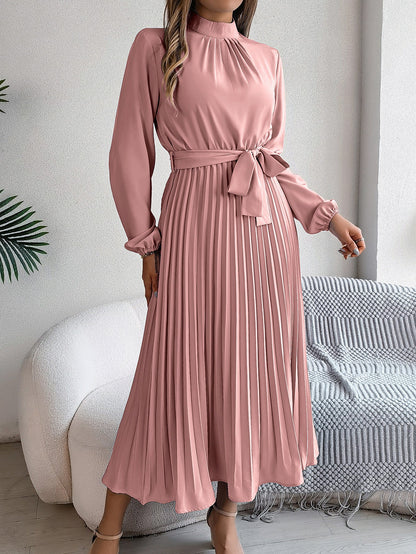 Damesjurk Elegante Opstaande Kraag & Geplooide Rok – Aleida