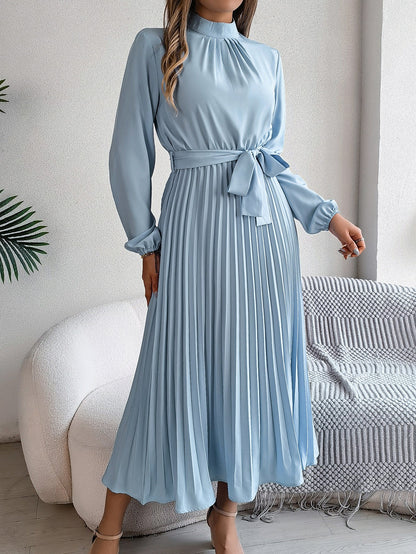 Damesjurk Elegante Opstaande Kraag & Geplooide Rok – Aleida