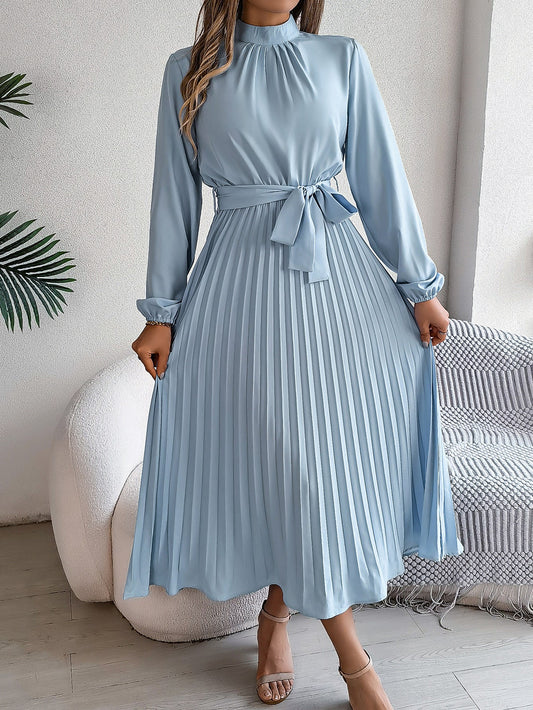 Damesjurk Elegante Opstaande Kraag & Geplooide Rok – Aleida