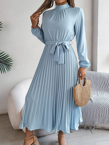 Damesjurk Elegante Opstaande Kraag & Geplooide Rok – Aleida