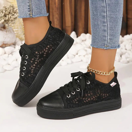 Sneakers Gehaakt Vetersluiting Comfortabel – Kinsley