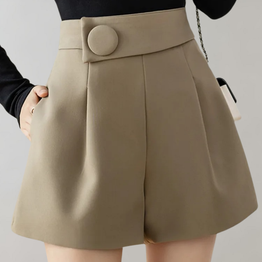 Trendy effen button wijde rok korean - Pari