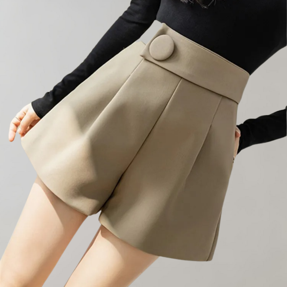 Trendy effen button wijde rok korean - Pari