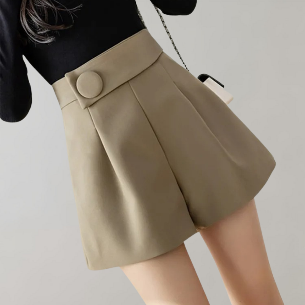 Trendy effen button wijde rok korean - Pari