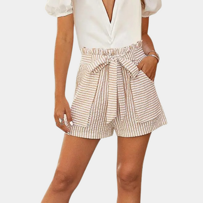 Dames Shorts Hoge Taille Gestreept – Loriene