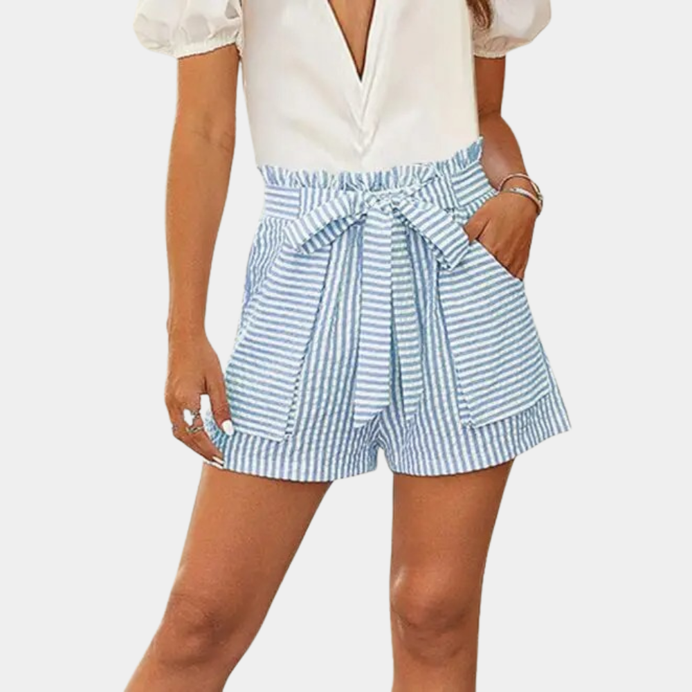 Dames Shorts Hoge Taille Gestreept – Loriene
