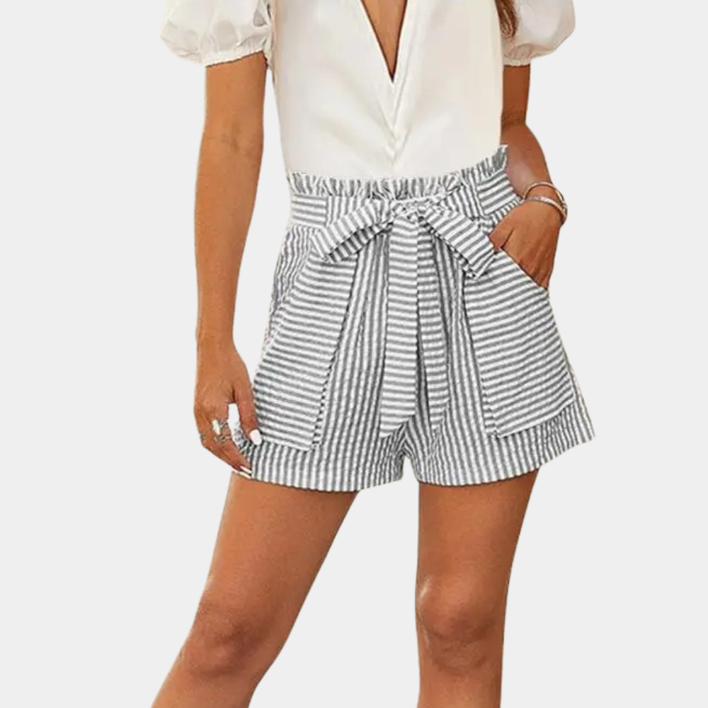 Dames Shorts Hoge Taille Gestreept – Loriene
