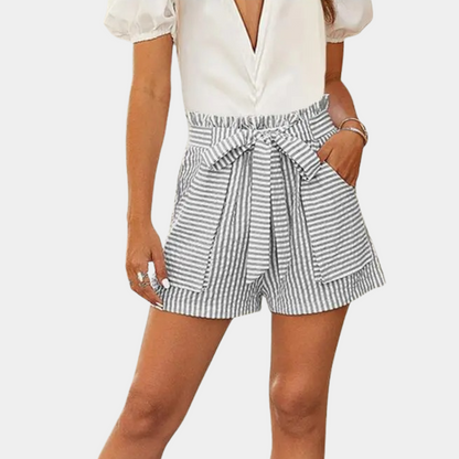 Dames Shorts Hoge Taille Gestreept – Loriene