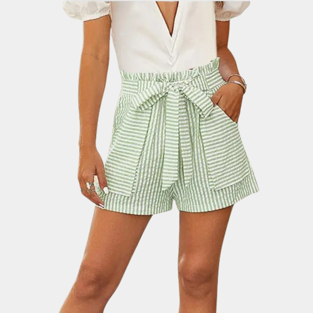 Dames Shorts Hoge Taille Gestreept – Loriene
