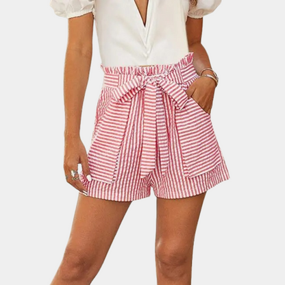 Dames Shorts Hoge Taille Gestreept – Loriene
