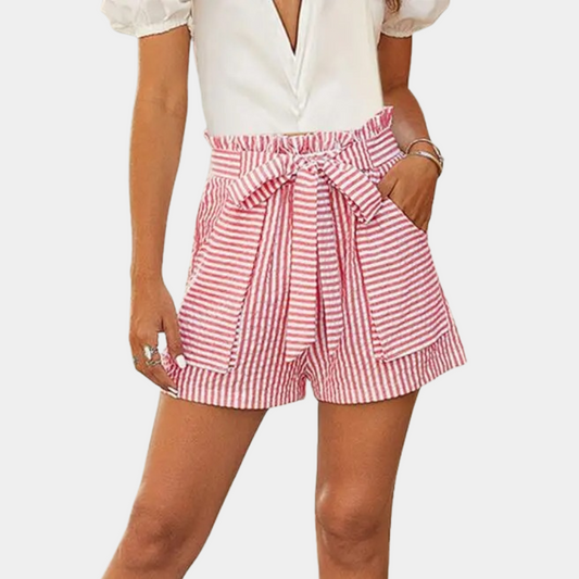 Dames Shorts Hoge Taille Gestreept – Loriene